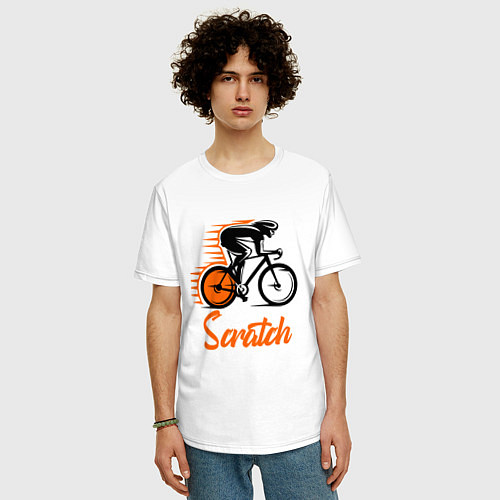 Мужская футболка оверсайз Cycling scratch race / Белый – фото 3
