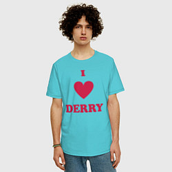 Футболка оверсайз мужская I Love Derry, цвет: бирюзовый — фото 2