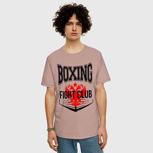 Мужская футболка оверсайз Boxing fight club Russia / Пыльно-розовый – фото 3