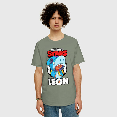 Мужская футболка оверсайз BRAWL STARS LEON SHARK / Авокадо – фото 3