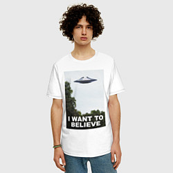 Футболка оверсайз мужская I WANT TO BELIEVE, цвет: белый — фото 2