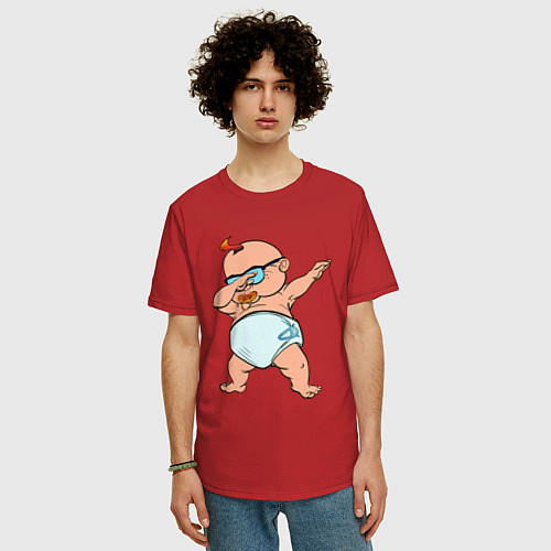 Мужская футболка оверсайз Dabbing Kid / Красный – фото 3