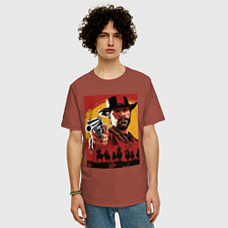 Футболка оверсайз мужская Red dead redemption 2, цвет: кирпичный — фото 2