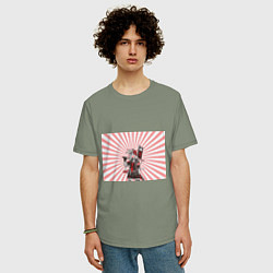 Футболка оверсайз мужская Убийца розового солнца, цвет: авокадо — фото 2