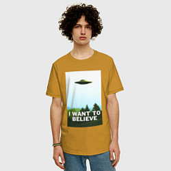 Футболка оверсайз мужская I WANT TO BELIEVE, цвет: горчичный — фото 2