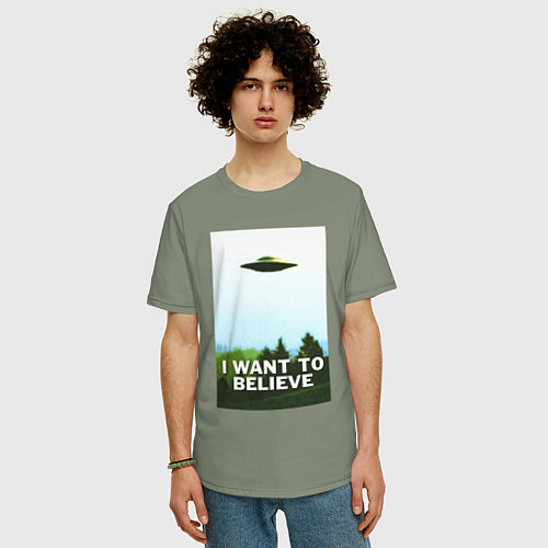 Мужская футболка оверсайз I WANT TO BELIEVE / Авокадо – фото 3