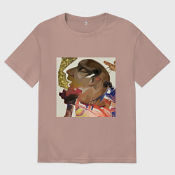 Футболка оверсайз мужская Голова, цвет: пыльно-розовый