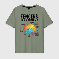 Футболка оверсайз мужская Fences Brain Anatomy, цвет: авокадо