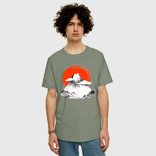 Мужская футболка оверсайз Гора Фудзияма / Авокадо – фото 3