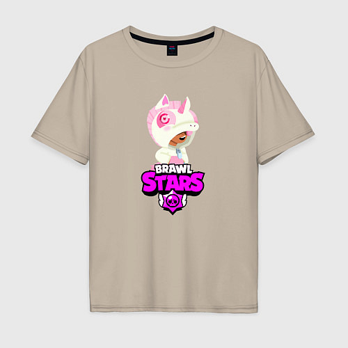 Мужская футболка оверсайз BRAWL STARS:ЛЕОН / Миндальный – фото 1