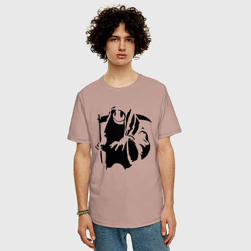 Мужская футболка оверсайз Banksy / Пыльно-розовый – фото 3