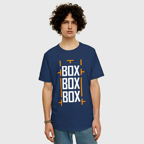 Мужская футболка оверсайз Box box box / Тёмно-синий – фото 3