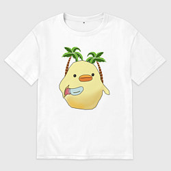 Футболка оверсайз мужская Утёнок с ножом, цвет: белый