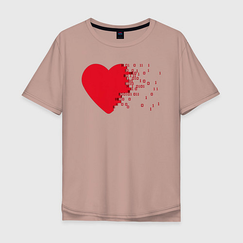 Мужская футболка оверсайз Сердце / Пыльно-розовый – фото 1
