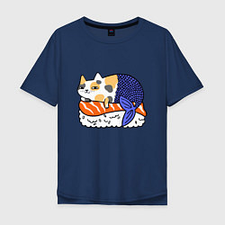 Футболка оверсайз мужская Sushi Cat, цвет: тёмно-синий