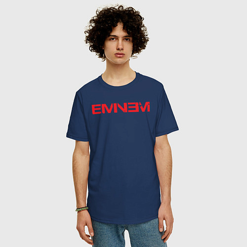 Мужская футболка оверсайз EMINEM / Тёмно-синий – фото 3