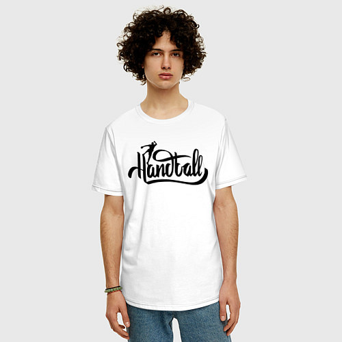 Мужская футболка оверсайз Handball lettering / Белый – фото 3