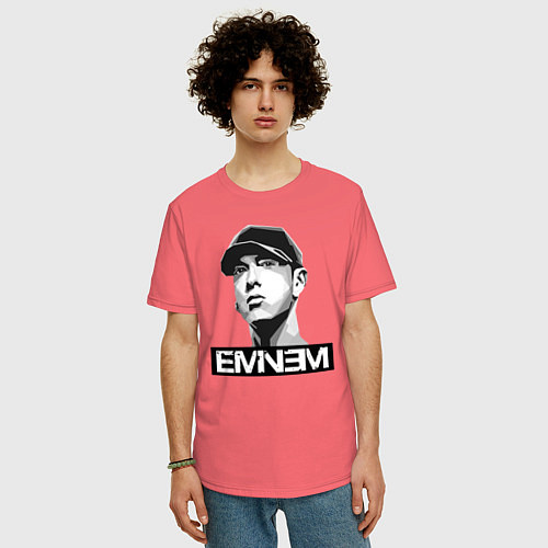 Мужская футболка оверсайз Eminem / Коралловый – фото 3
