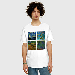 Футболка оверсайз мужская Ван Гог картины, цвет: белый — фото 2