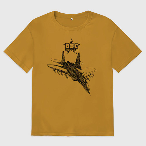 Мужская футболка оверсайз ВВС России / Горчичный – фото 1