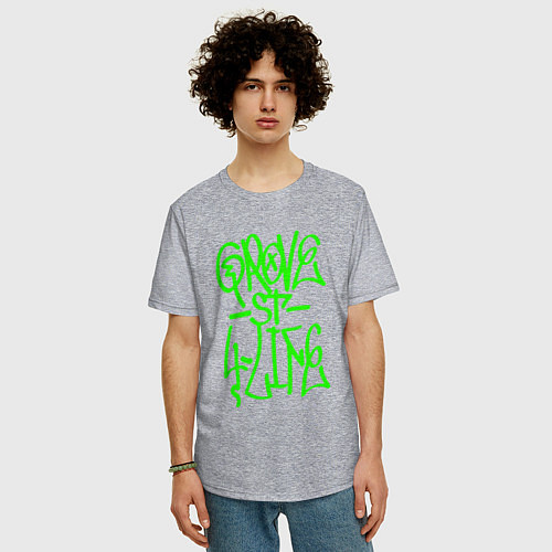 Мужская футболка оверсайз GROVE STREET 4 LIFE / Меланж – фото 3