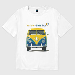 Футболка оверсайз мужская Я люблю вас Yellow-blue bus, цвет: белый