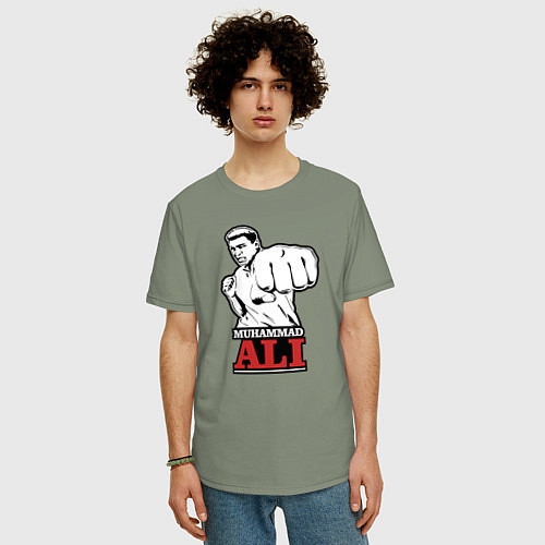 Мужская футболка оверсайз Muhammad Ali / Авокадо – фото 3