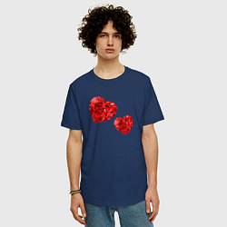 Футболка оверсайз мужская Рубиновые сердца, цвет: тёмно-синий — фото 2
