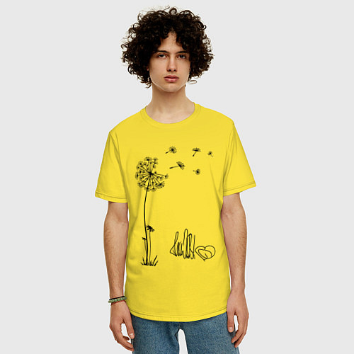 Мужская футболка оверсайз Одуванчик с автографом / Желтый – фото 3
