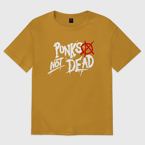 Мужская футболка оверсайз Punks not dead / Горчичный – фото 1