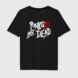 Футболка оверсайз мужская Punks not dead, цвет: черный