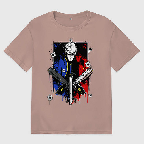 Мужская футболка оверсайз DMC / Пыльно-розовый – фото 1