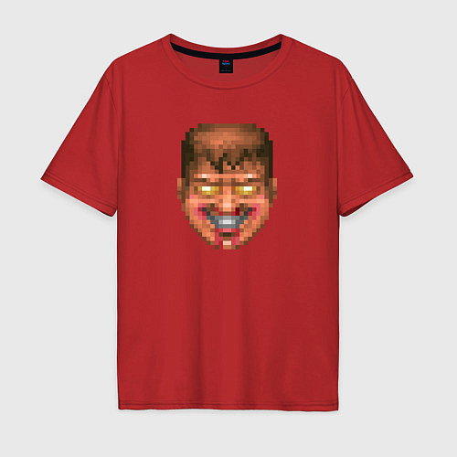Мужская футболка оверсайз Doom Guy Evil Face / Красный – фото 1