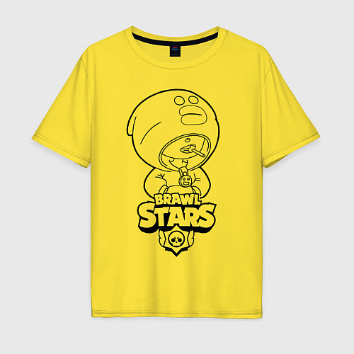 Мужская футболка оверсайз Brawl Stars LEON раскраска / Желтый – фото 1