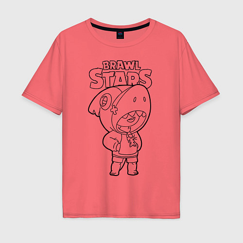 Мужская футболка оверсайз Brawl Stars LEON раскраска / Коралловый – фото 1