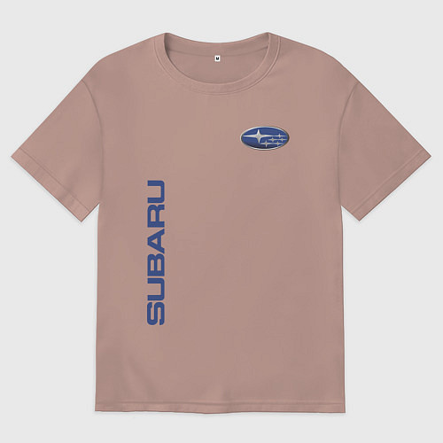 Мужская футболка оверсайз SUBARU / Пыльно-розовый – фото 1