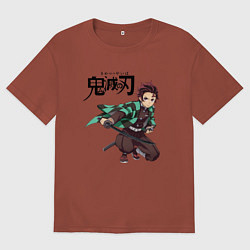 Футболка оверсайз мужская KIMETSU NO YAIBA, цвет: кирпичный