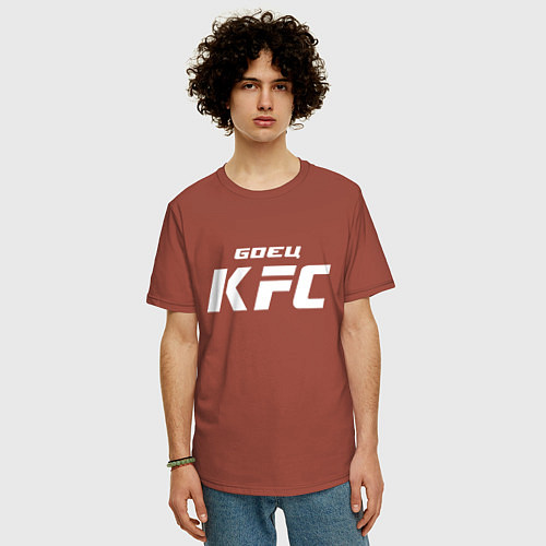 Мужская футболка оверсайз Боец KFC / Кирпичный – фото 3