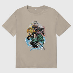 Футболка оверсайз мужская KIMETSU NO YAIBA, цвет: миндальный