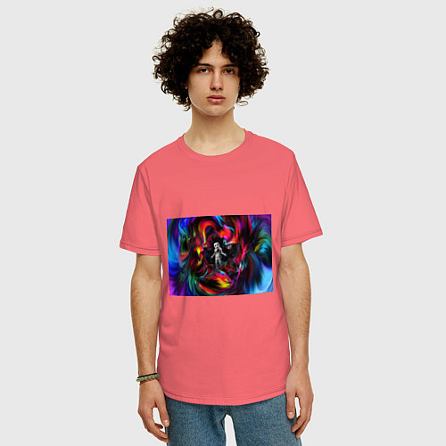 Мужская футболка оверсайз Marshmello / Коралловый – фото 3