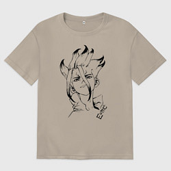 Футболка оверсайз мужская Доктор Стоун, цвет: миндальный