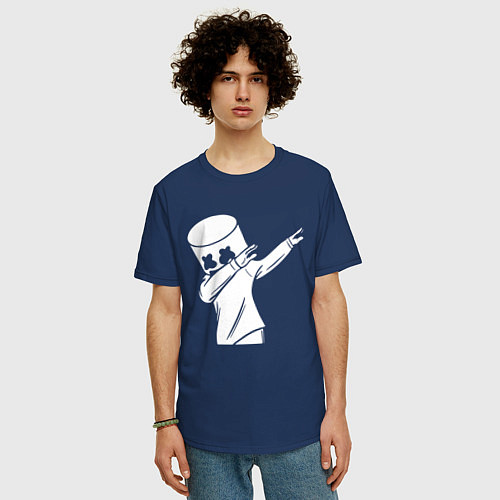 Мужская футболка оверсайз MARSHMELLO DAB / Тёмно-синий – фото 3