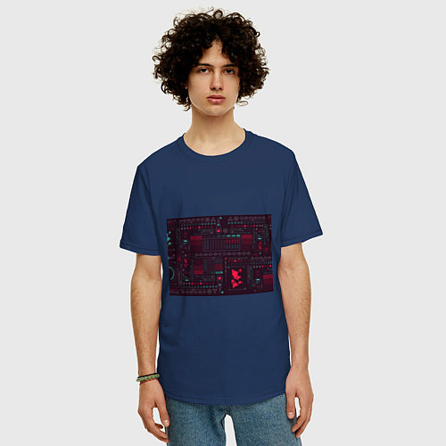 Мужская футболка оверсайз Cyber / Тёмно-синий – фото 3
