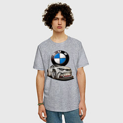 Футболка оверсайз мужская BMW оскал, цвет: меланж — фото 2