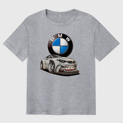 Мужская футболка оверсайз BMW оскал / Меланж – фото 1