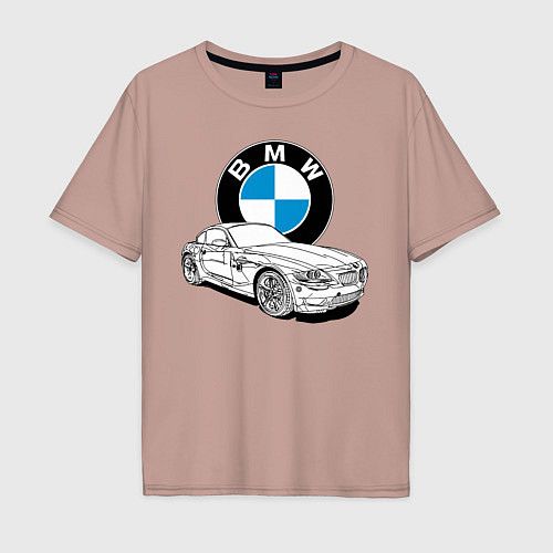 Мужская футболка оверсайз BMW / Пыльно-розовый – фото 1