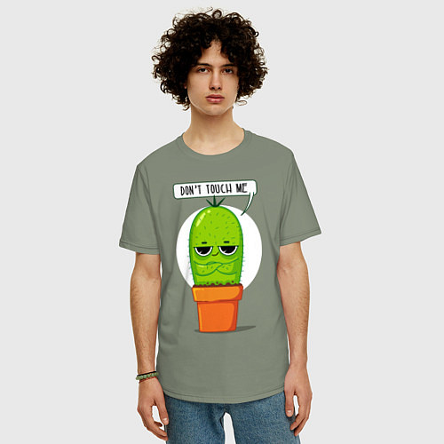 Мужская футболка оверсайз Dont Touch Me / Авокадо – фото 3