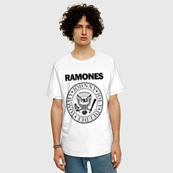 Футболка оверсайз мужская RAMONES, цвет: белый — фото 2