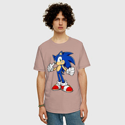 Футболка оверсайз мужская Sonic, цвет: пыльно-розовый — фото 2