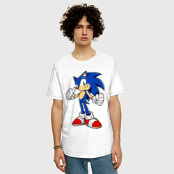 Футболка оверсайз мужская Sonic, цвет: белый — фото 2